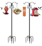 Tegarbed Heavy Duty Double Shepherd Hooks for Outdoor 1-in Dia with 5-Prong Base, 88inch Adjustab...