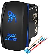 Joinfworld Rock Lights Rocker Switch Waterproof Blue LED Lighted SPST ON Off 5 Pin Switch 20A/12V...
