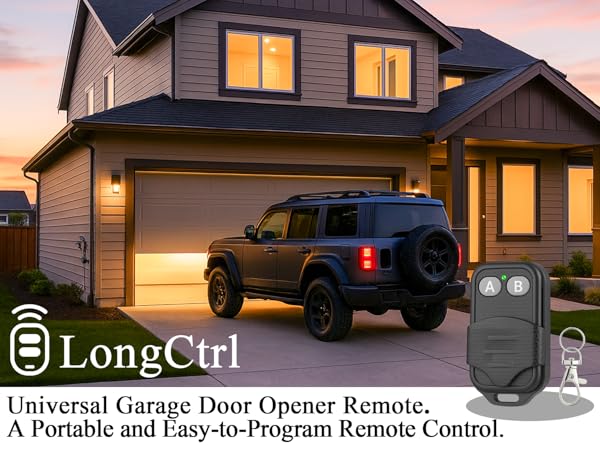 LongCtrl Garage Opener Remote: Compatible with LiftMaster, Chamberlain, and Craftsman openers.