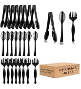 ICHROSAYA Plastic Disposable Serving Utensils Set - 48 Pieces Heavy Duty Large Serving Spoons, Fo...