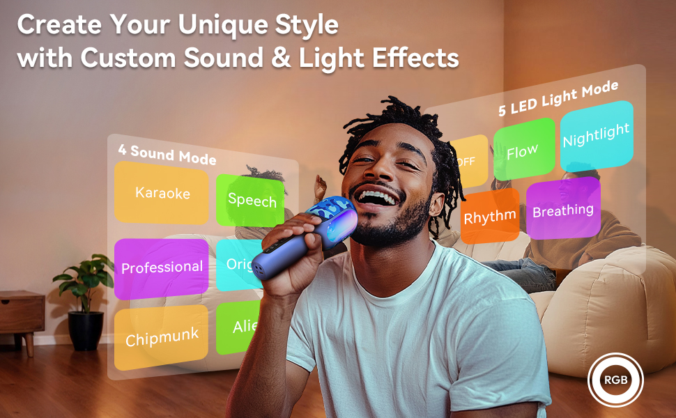 Karaoke Microphone with Multi-Sound Effects