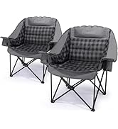 Pcuauld Camping Chairs for Adults 2 Pack Heavy Duty Padded Folding XL Camp Chair with Cup Holder,...