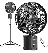 Airbition 20000mAh Oscillating Rechargeable Fan w/Remote, Lasts 50 Hrs,10" Portable Battery Opera...