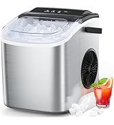 COWSAR Ice Maker Countertop, Stainless Steel Portable Ice Maker Machine with Self-Cleaning, 26.5l...