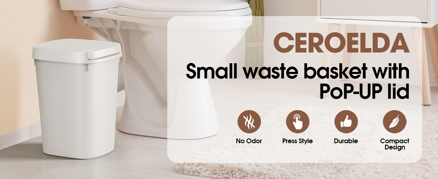 CEROELDA Small Waste Basket with Pop-Up Lid