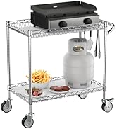 Leteuke Grill Cart with Wheels, 2 Tier 900LBS Outdoor Grill Table Stand, Heavy Duty Utility Cart ...