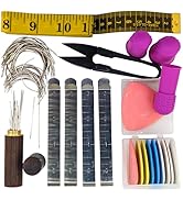 Embroidery Kit | THIK-Grip Thimble [3 Sizes] | Curved Needles (50) | Ruler (1) | Hemming Clips (4...