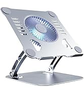 SHUWEI Laptop Cooling Stand with 3 Speed Fan, Adjustable Height Laptop Stand for Desk, Ergonimic ...