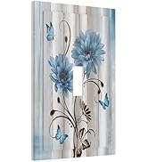 Rustic Floral Blue Daisy on Country Wood 1 Gang Light Switch Cover Decorative Flower Butterfly Si...