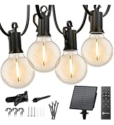Brightown String Lights Outdoor Waterproof with Remote Cable Ties and Hooks, 38FT G40 Patio Light...