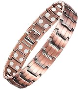 Feraco Men's Copper Magnetic Bracelet Elegant 99.99% Solid Copper Bracelets with Double-Row Stron...