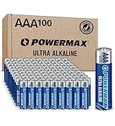Powermax 100-Count AAA Batteries, Ultra Long Lasting Alkaline Battery, 10-Year Shelf Life, Reclos...