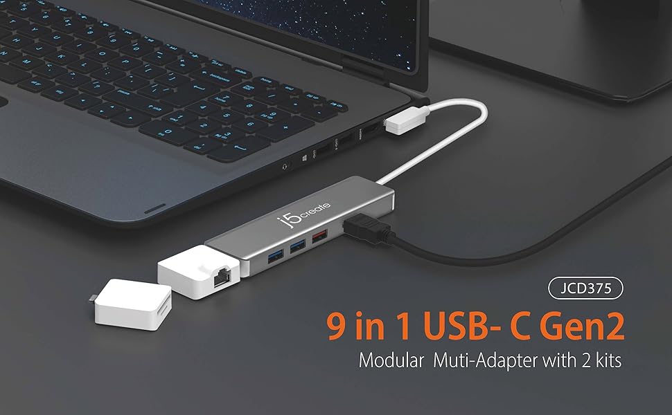 USB-C Modular 9 in 1 Hub Adapter with two kits