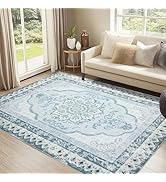 Mightree Vintage Area Rugs, Boho Style Washable Living Room Rug, Anti-Slip Backing Bedroom Carpet...
