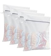 GOGOODA 4 Pack Honeycomb Mesh Laundry Bags for Delicates (16" x 20") Wash Bags with Zipper for Br...