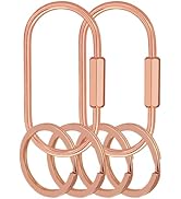 Yebongda Key Chain, Brass Key Rings 2 Pack Screw Lock Key Organizer with 4 Rings Carabiner Keycha...