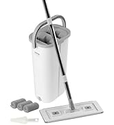 VEVOR Mop and Bucket with Wringer Set, Wet &amp; Dry Use, Flat Mop and Bucket System with 3 Washable ...