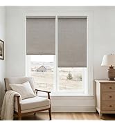 Cordless Blackout Shades for Door Bay Windows Free-Stop UV Protection 100% Black Out Linen Roller...