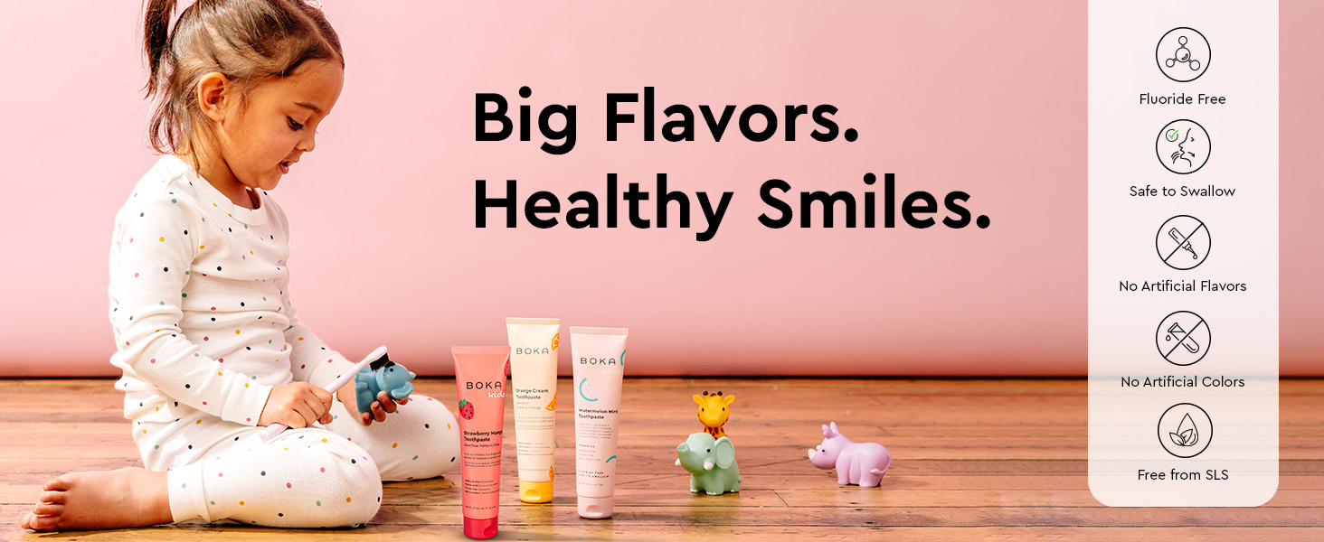 Text reads, Big flavors. Healthy smiles.