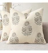 YCOLL Vintage Floral Print Pillow Covers 18x18 Set of 2 Patterned Accent Decorative Cushion Cover...