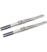 G.S TWEEZERS SLIDE LOCK &amp; PVC RUBBER COATED TIPS NON MARRING TWEEZER 6" S.S. (E 2)