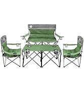 Northroad Folding Camping Chair Set of 4, Portable Collapsible Conversation Set w/1 Sofa, 2 Singl...