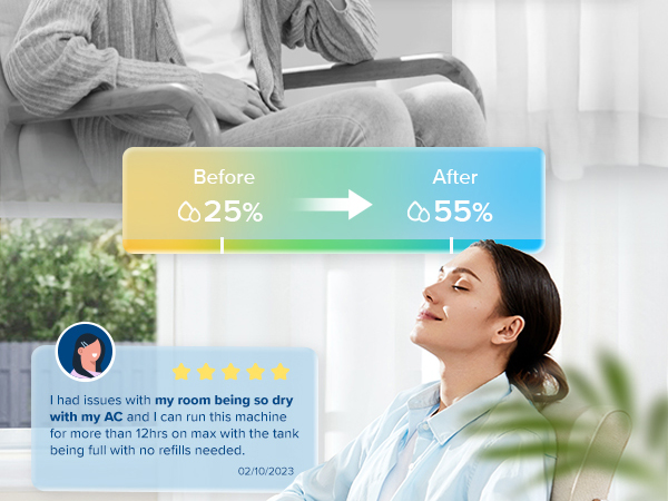 relieves discomfort associate with: sore throat, congestion, dry skin, sickness