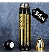 Funslive Gifts for Men Him - 34 oz Black Tumbler American Flag Bullet Tumbler - Bullet Cup for Da...