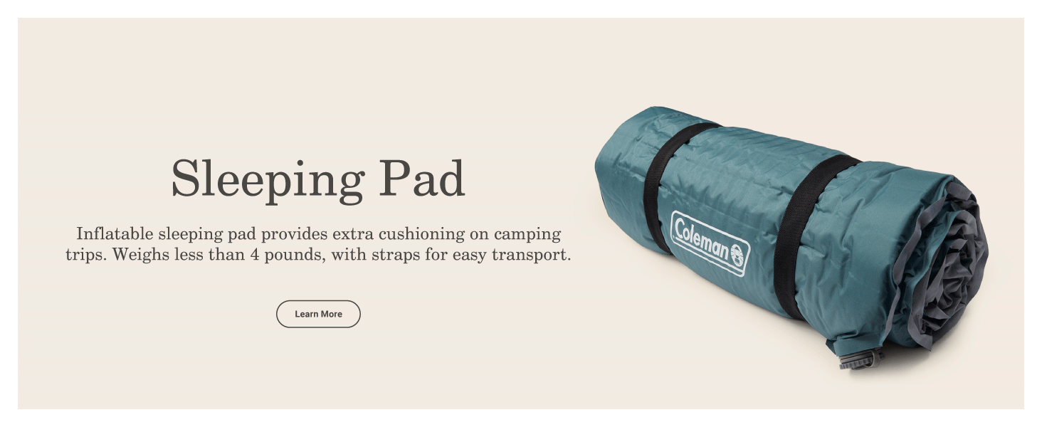 sleeping pad air inflatable coleman brand cushion comfort tent ground easy transport light pounds