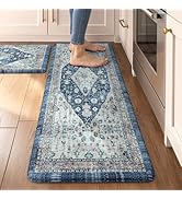 Collive Boho Kitchen Rugs Set of 2 Non Skid Kitchen Mats for Floor Cushioned Anti Fatigue Kitchen...