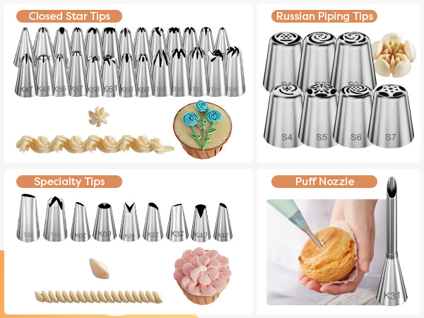 piping bags and tips set