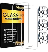 SIBEITU 3 Pack Screen Protector for iPhone 15 Pro Max with 3 Pack Camera Lens Tempered Glass Prot...