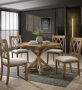 Roundhill Furniture Windvale Cross-Buck Wood 5-Piece Dining Set in Cottage Oak