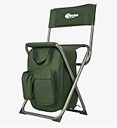 PORTAL Backpack Cooler Chair Fishing Chairs with Backrest Folding Camping Stool Compact for Outdo...