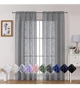 Chyhomenyc Charcoal Grey Sheer Curtains 84 Inches Long 2 Panels Set, Light Filtering Soft Lightwe...