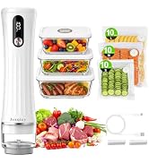 Jexqizy Compact Vacuum Sealer for Food, 80kPa Food Sealer with LED Display | 2000mAh Vacuum Seale...