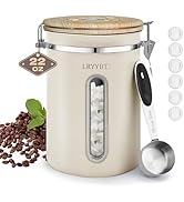 LRYYBTI Coffee Canisters with Window,Scoop and Airtight Lid Stainless Steel Kitchen Bean Storage ...