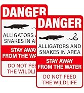 Anobell 2 Pack Danger Alligators and Snakes in Area Signs 12x18 Inch Reflective Aluminum Metal Wa...