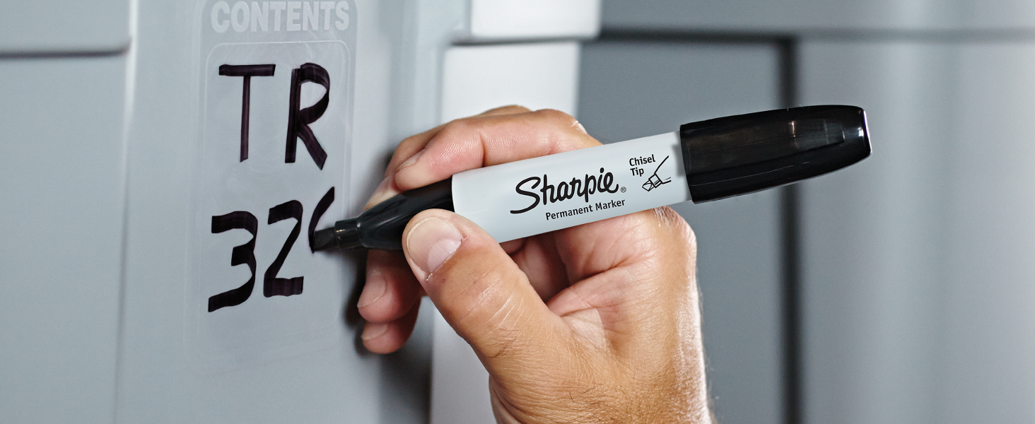 chisel tip sharpie permanent marker label plastic bin garage basement storage organize write best