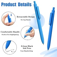 black ink gel pens with grip 0.5 mm