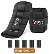 VBSD Adjustable Ankle Weights for Women Men, 1 Pair 2 4 5 6 8 10 lb Leg Weight Straps, Weighted A...