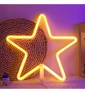 ENUOLI LED Neon Sign Star Neon Lights Warm White Neon Wall Light Star Night Light LED Lights Wall...