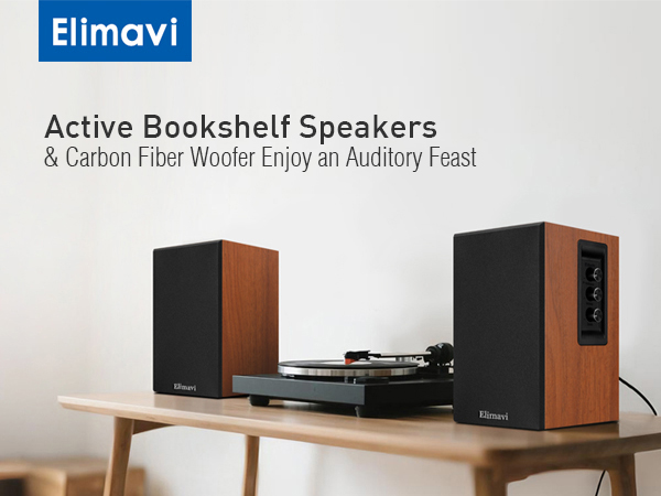 Active bookshelf speakers for turntables