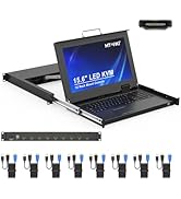 MT-VIKI 8 Port KVM Console HDMI, 1U Rack Mount KVM Console w/15.6'' LCD Monitor, 1080P Short Dept...