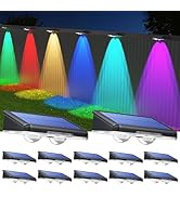 TECKNET Solar Fence Lights Outdoor 12 Pack, Warm White &amp; 6 Colors &amp; RGB, IP66 Waterproof LED Deck...