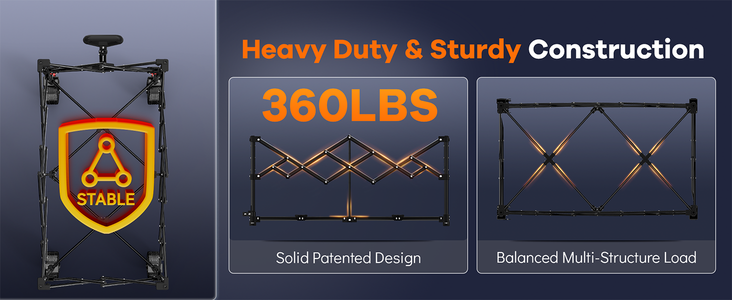high-quality alloy steel 20% thicker than other folding wagons