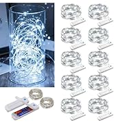 ZNYCYE 10 Pack Fairy Lights Battery Operated,10 ft 30 LED String Lights 8 Modes with Timer Waterp...