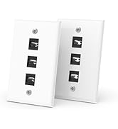 RUIPRO 2-Pack Keystone Wall Plate, Single Gang Wall Plate with 8K HDMI Coupler Keystone (3Port-2P)