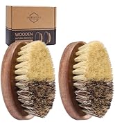 SAMEBUTECO Fruit &amp; Vegetable Cleaning Brushes with Acacia Wood Handle Natural Half Sisal Bristle ...