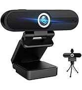 Webcam with Microphone, 2K Ultra HD Web Cam Included Privacy Cover & Tripod, USB Camera for Compu...